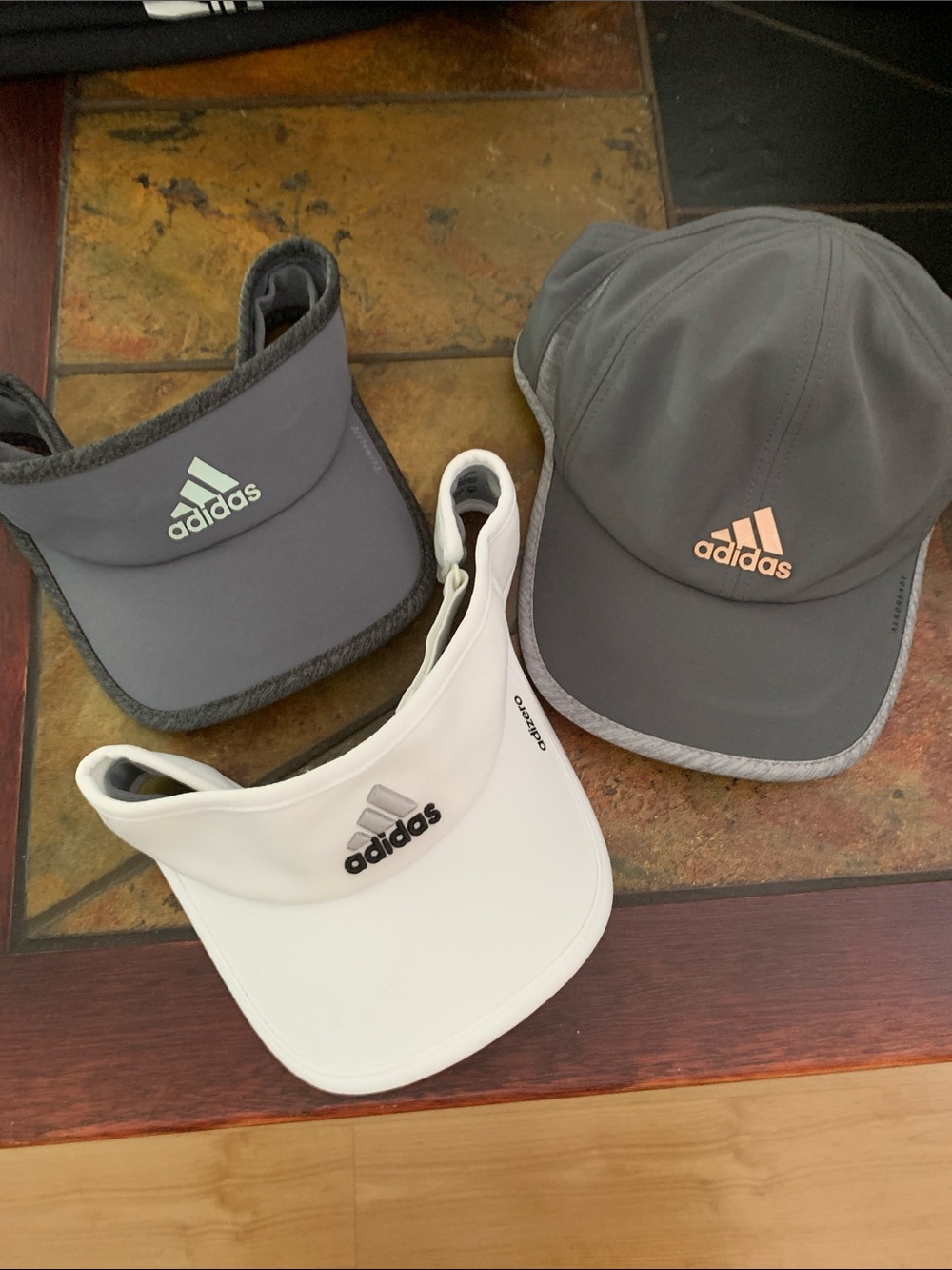 adidas Womens 3-Piece Hat & Visor Set - Gray, Dark Gray & White